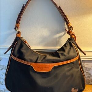 Dooney and Bourke Navy and Brown Women's Hobo Crescent style  Bag